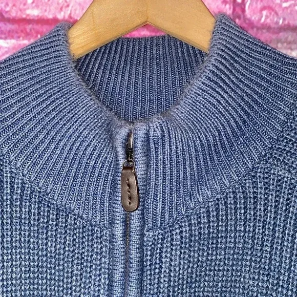 L.L. Bean Sweatshirt Size Large Tall Full Zip Gray Knit Sweater 100% Cotton - Picture 3 of 5